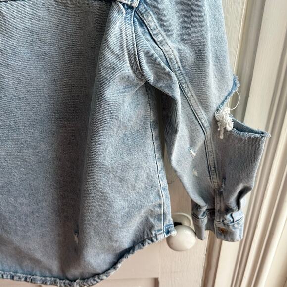 Zara Distressed Denim Jeans Jacket - Picture 7 of 10